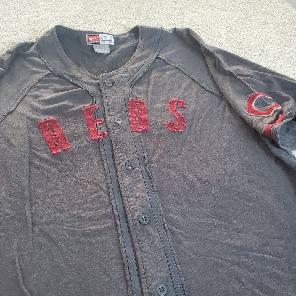 Nike Team Cincinnati Reds Baseball Jersey Size M Gray Mr Redlegs On Back